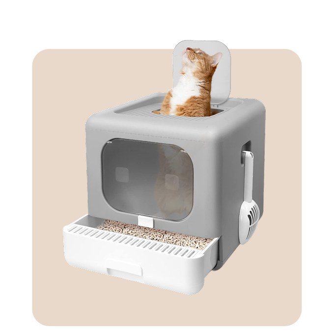 "Mr. Waggy cat litter boxes and potty trays collection – open, covered and self-cleaning options for cats"
