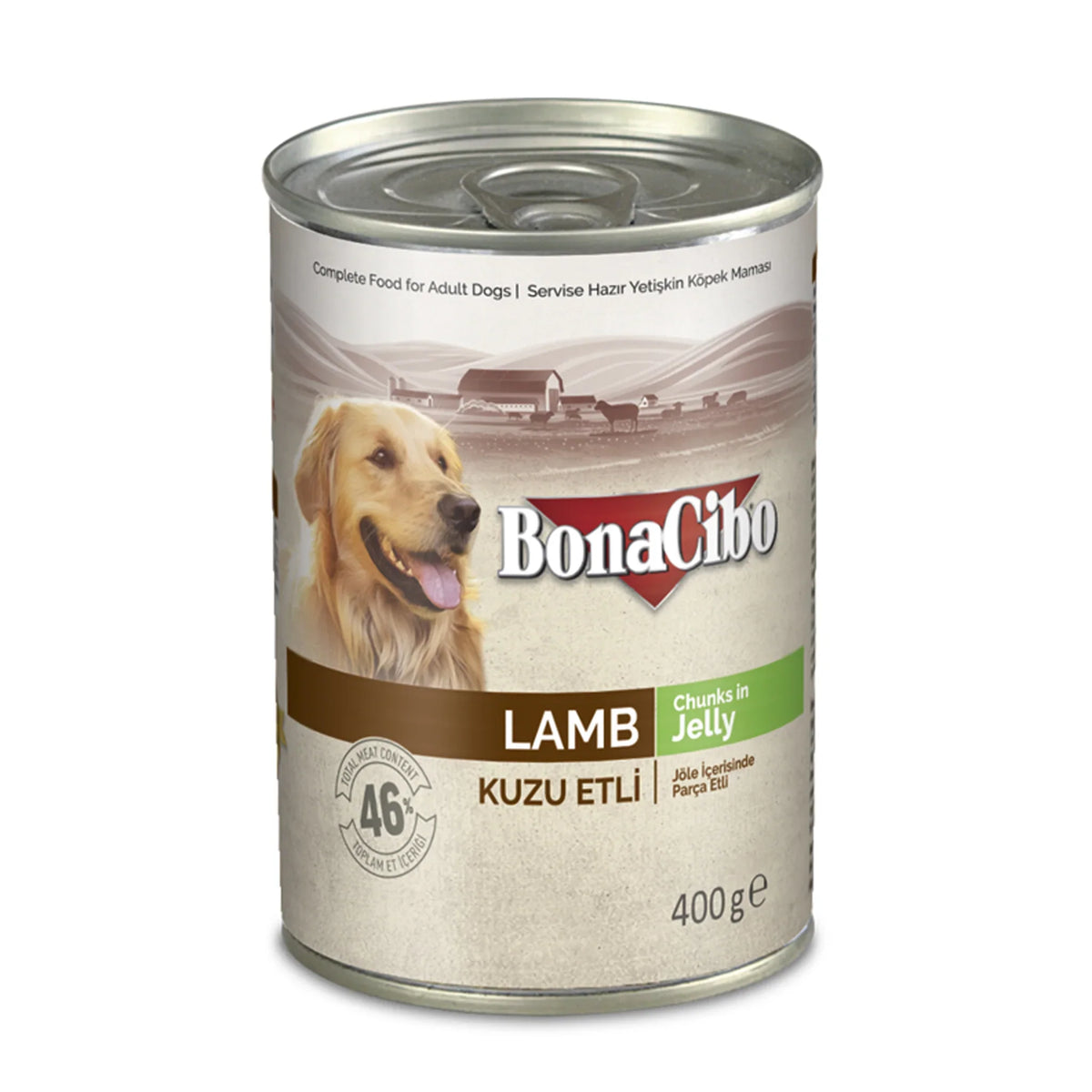 Bonacibo Adult Dog Lamb Chunks in Jelly Wet Food 400g Can