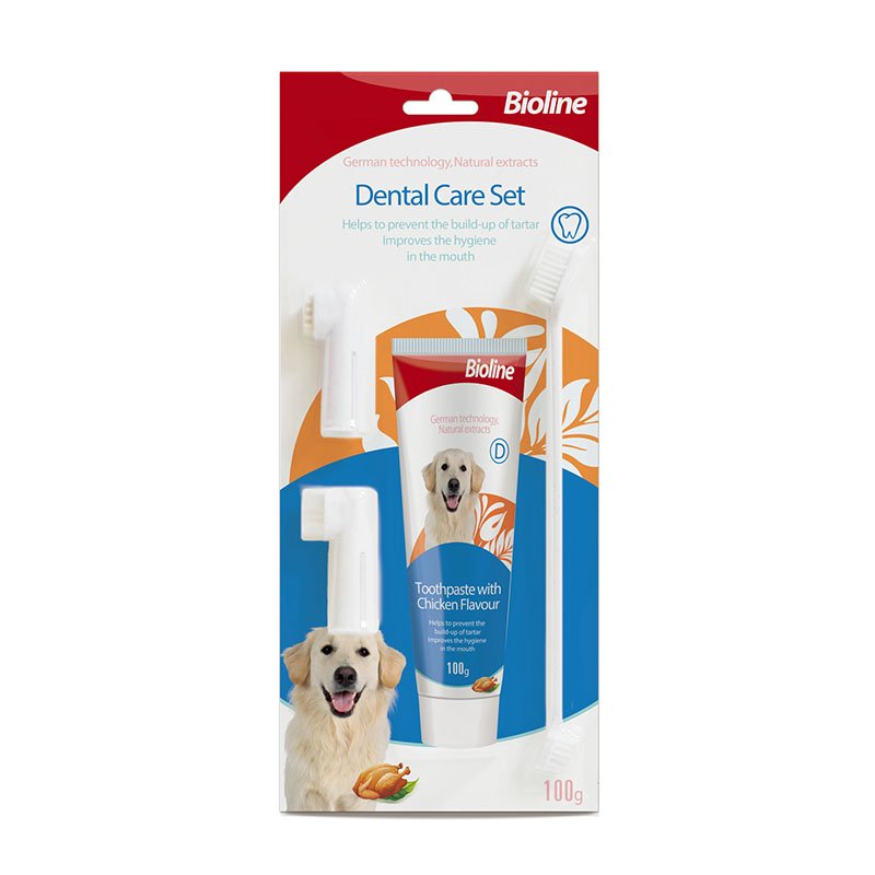 For dogs pleasant flavour eases dental hygiene.

Contains: toothpaste 100g

Finger toothbrush, finger massage brush as well as two-sided toothbrush with two different brush heads.