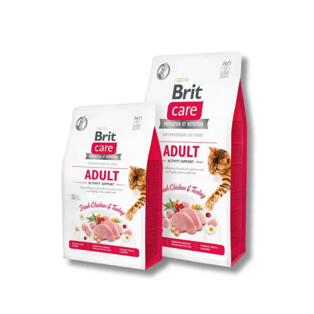 "Brit Care Grain-Free Adult Cat Food – a high-protein, premium formula designed to support optimal health, energy levels, and digestion for adult cats with high-quality, natural ingredients."