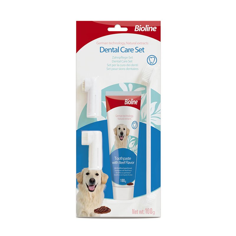 For dogs pleasant flavour eases dental hygiene.

Contains: toothpaste 100g

Finger toothbrush, finger massage brush as well as two-sided toothbrush with two different brush heads.